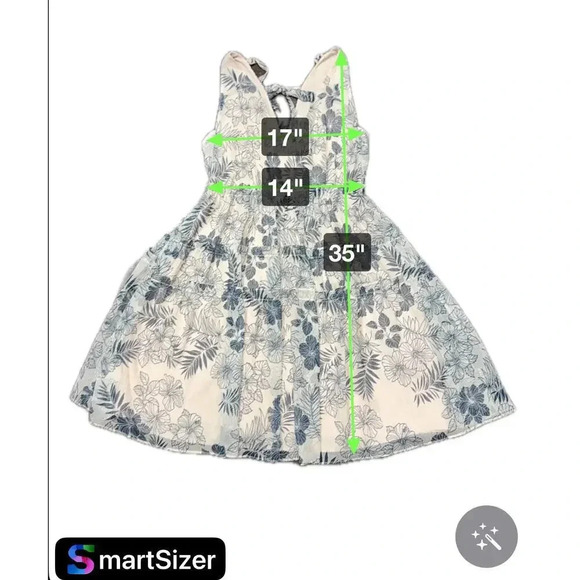 Lenon Swing Dress Blue Cream Floral V Neck Lightweight Flowy Women's S NWT - Picture 8 of 10